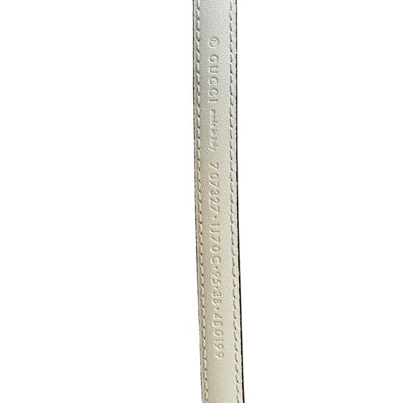 NEW GUCCI Cream Thin Patent Leather Marmont Double G Belt 707327 main image 5